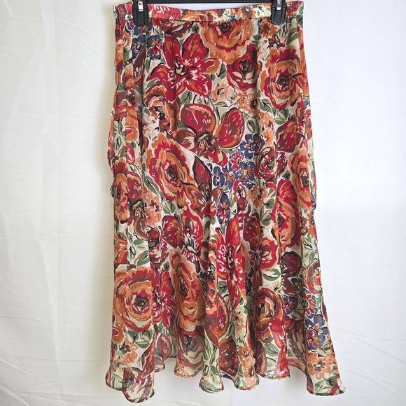 Coldwater Creek Floral Ruffle Layered Skirt, Lined, Size PM - Picture 2 of 15